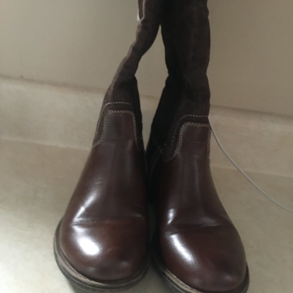 Maurices Tall Brown Boots Samantha Faux Suede Size 7M 1" Heel - Picture 5 of 15